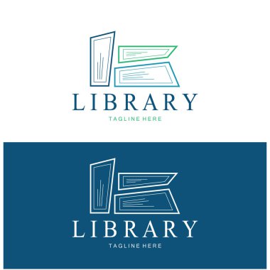Kitapçılar, kitap şirketleri, yayıncılar, ansiklopediler, kütüphaneler, eğitim, dijital kitaplar, vektörler için kitap veya kütüphane logosu