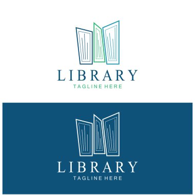 Kitapçılar, kitap şirketleri, yayıncılar, ansiklopediler, kütüphaneler, eğitim, dijital kitaplar, vektörler için kitap veya kütüphane logosu