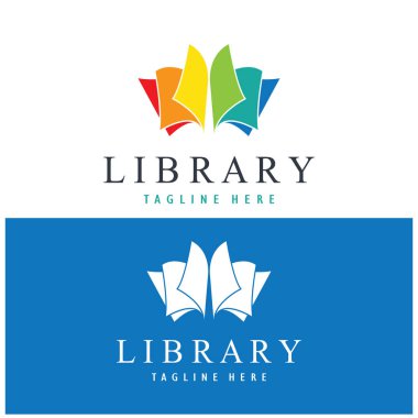 Kitapçılar, kitap şirketleri, yayıncılar, ansiklopediler, kütüphaneler, eğitim, dijital kitaplar, vektörler için kitap veya kütüphane logosu