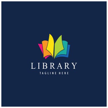 Kitapçılar, kitap şirketleri, yayıncılar, ansiklopediler, kütüphaneler, eğitim, dijital kitaplar, vektörler için kitap veya kütüphane logosu