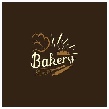 Pastane logosu retro vektör illüstrasyonu.cupcake, bakery.cake Vintage tipografi logosu tasarımı.