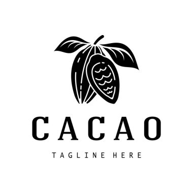 cocoa logo,cocoa bean,cocoa tree,cocoa branches and leaves,chocolate mix on white background,vintage,modern,simple,minimalist icon illustration template design vector