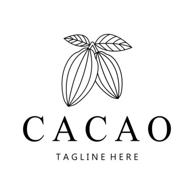 cocoa logo,cocoa bean,cocoa tree,cocoa branches and leaves,chocolate mix on white background,vintage,modern,simple,minimalist icon illustration template design vector