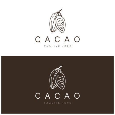 cocoa logo,cocoa bean,cocoa tree,cocoa branches and leaves,chocolate mix on white background,vintage,modern,simple,minimalist icon illustration template design vector