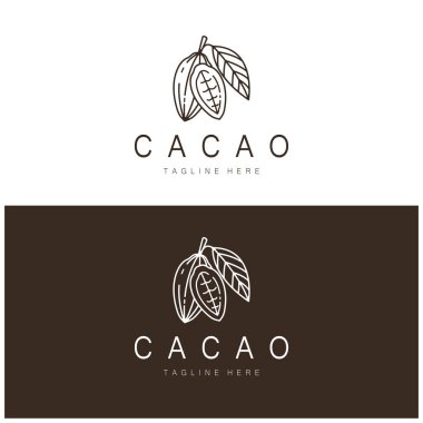 cocoa logo,cocoa bean,cocoa tree,cocoa branches and leaves,chocolate mix on white background,vintage,modern,simple,minimalist icon illustration template design vector