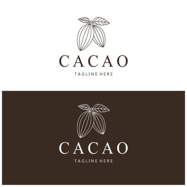 cocoa logo,cocoa bean,cocoa tree,cocoa branches and leaves,chocolate mix on white background,vintage,modern,simple,minimalist icon illustration template design vector