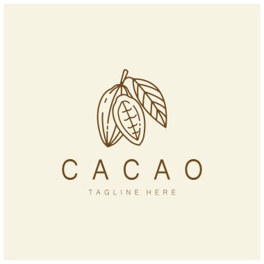 cocoa logo,cocoa bean,cocoa tree,cocoa branches and leaves,chocolate mix on white background,vintage,modern,simple,minimalist icon illustration template design vector