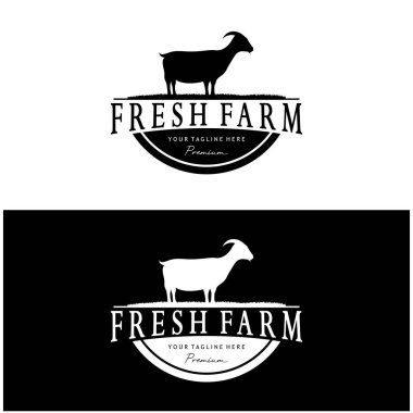 Klasik organik hayvan çiftliği logosu. Ticari, hayvancılık, etiket ve rozetler için retro-retro siluet..