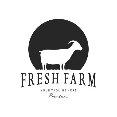 Klasik organik hayvan çiftliği logosu. Ticari, hayvancılık, etiket ve rozetler için retro-retro siluet..