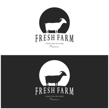 Klasik organik hayvan çiftliği logosu. Ticari, hayvancılık, etiket ve rozetler için retro-retro siluet..