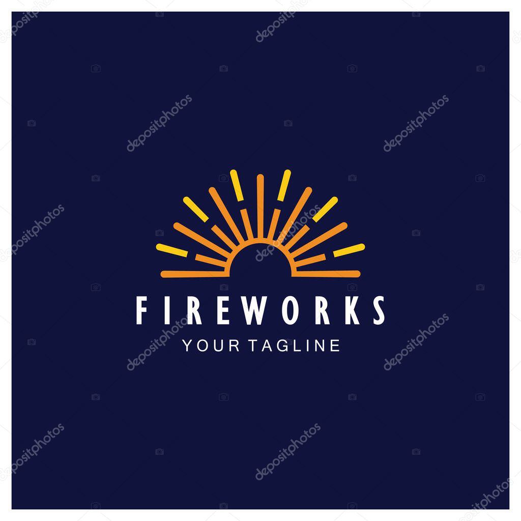 Fireworks logo design with creative colorful sparks in modern style.logo for business,brand,celebration,fireworks,firecrackers