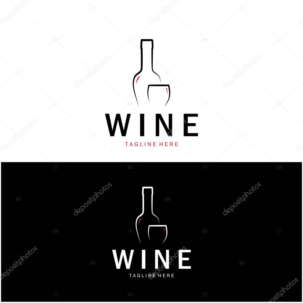 Wine logo with wine glasses and bottles.for night clubs,bars,cafe and wine shops.