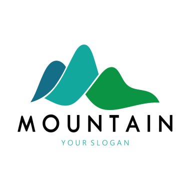 Minimalist mountain and sun logo design in flat colors packed with modern concepts vector illustration