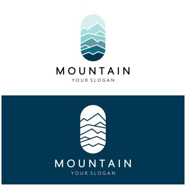 Minimalist mountain and sun logo design in flat colors packed with modern concepts vector illustration