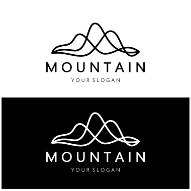 Minimalist mountain and sun logo design in flat colors packed with modern concepts vector illustration