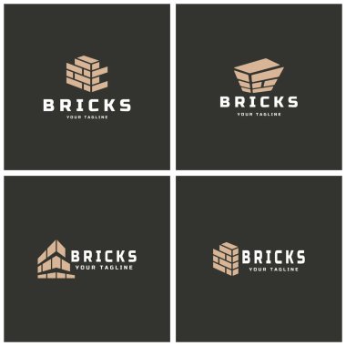Binalar, mimari binalar, inşaat mühendisliği, inşaat malzemeleri dükkanları için yaratıcı tuğla logosu tasarımları
