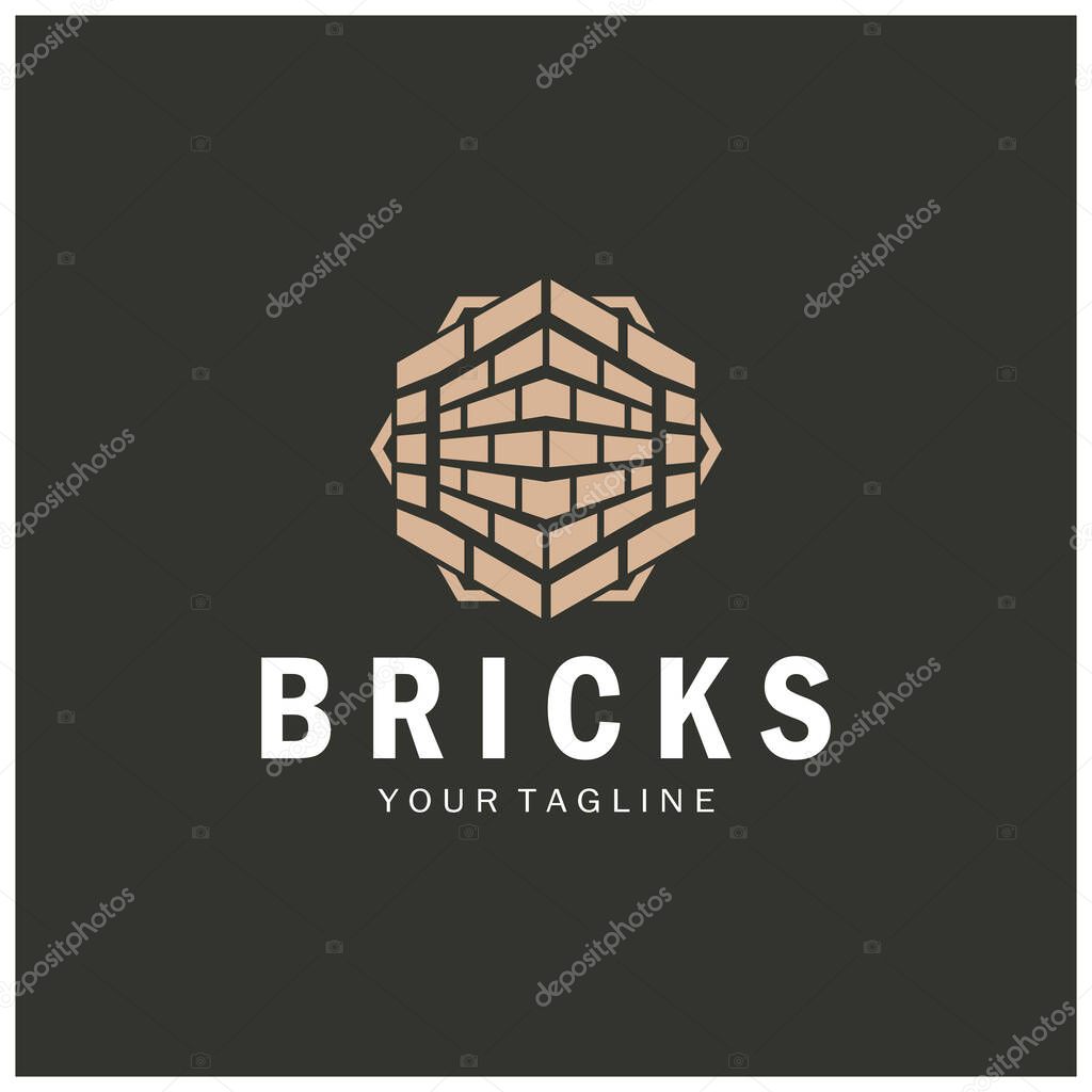 Creative brick logo designs for buildings, architectural buildings, civil engineering, building materials shops