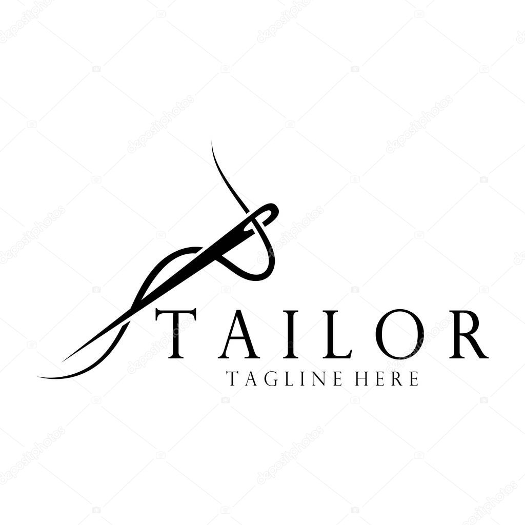 Tailor logo icon illustration template combination of buttons for clothes, thread and sewing machine, for clothing product design, convection companies, fashion in vector form