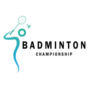 Dynamic Shuttlecock ve Racket ile modern Badminton logo tasarımı, şampiyonluk, spor, spor dükkanı, badminton okulu, işletme, şirket, turnuva için