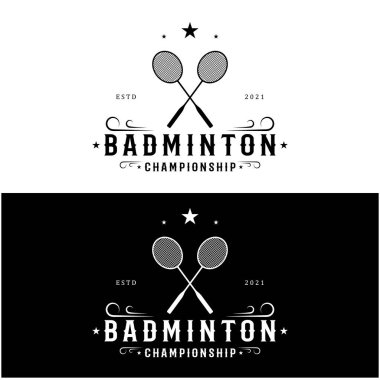 Dynamic Shuttlecock ve Racket ile modern Badminton logo tasarımı, şampiyonluk, spor, spor dükkanı, badminton okulu, işletme, şirket, turnuva için