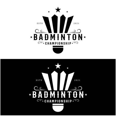 Dynamic Shuttlecock ve Racket ile modern Badminton logo tasarımı, şampiyonluk, spor, spor dükkanı, badminton okulu, işletme, şirket, turnuva için