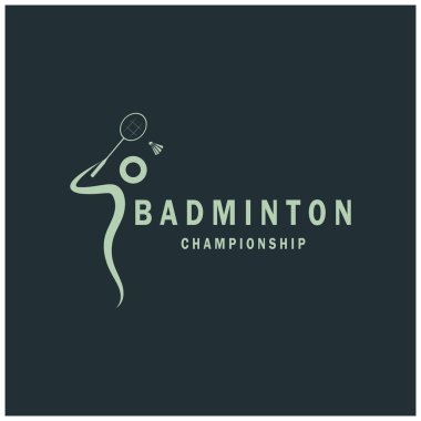 Dynamic Shuttlecock ve Racket ile modern Badminton logo tasarımı, şampiyonluk, spor, spor dükkanı, badminton okulu, işletme, şirket, turnuva için