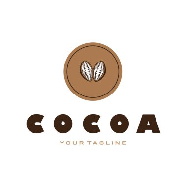 cocoa logo,cocoa bean,cocoa tree,cocoa branches and leaves,chocolate mix on white background,vintage,modern,simple,minimalist icon illustration template design vector