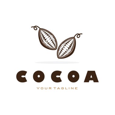 cocoa logo,cocoa bean,cocoa tree,cocoa branches and leaves,chocolate mix on white background,vintage,modern,simple,minimalist icon illustration template design vector