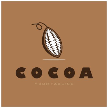 cocoa logo,cocoa bean,cocoa tree,cocoa branches and leaves,chocolate mix on white background,vintage,modern,simple,minimalist icon illustration template design vector