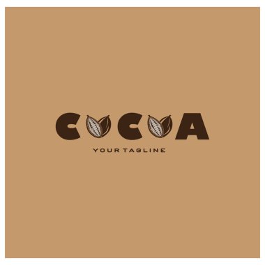 cocoa logo,cocoa bean,cocoa tree,cocoa branches and leaves,chocolate mix on white background,vintage,modern,simple,minimalist icon illustration template design vector
