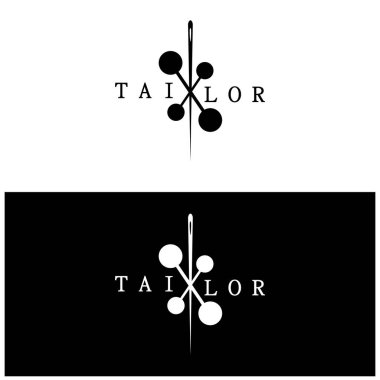 elbise, iplik ve dikiş makinesi, giyim ürünleri tasarımı, nakliye şirketleri, moda vektör formu için düğmelerin kombinasyonu logo resimleme şablonu