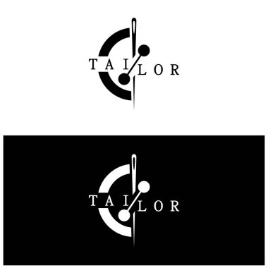 elbise, iplik ve dikiş makinesi, giyim ürünleri tasarımı, nakliye şirketleri, moda vektör formu için düğmelerin kombinasyonu logo resimleme şablonu