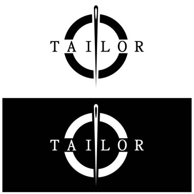 elbise, iplik ve dikiş makinesi, giyim ürünleri tasarımı, nakliye şirketleri, moda vektör formu için düğmelerin kombinasyonu logo resimleme şablonu