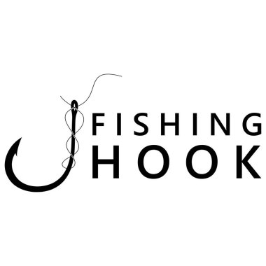 fishing hook logo design, fishing bait, fishing shop, tournament, angler, fishing community clipart