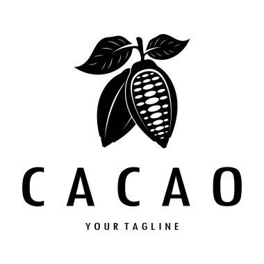 cocoa logo,cocoa bean,cocoa tree,cocoa branches and leaves,chocolate mix on white background,vintage,modern,simple,minimalist icon illustration template design vector