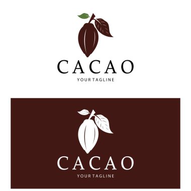 cocoa logo,cocoa bean,cocoa tree,cocoa branches and leaves,chocolate mix on white background,vintage,modern,simple,minimalist icon illustration template design vector