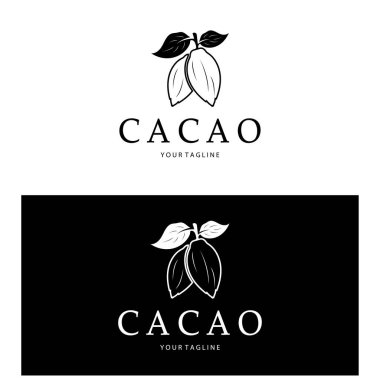 cocoa logo,cocoa bean,cocoa tree,cocoa branches and leaves,chocolate mix on white background,vintage,modern,simple,minimalist icon illustration template design vector
