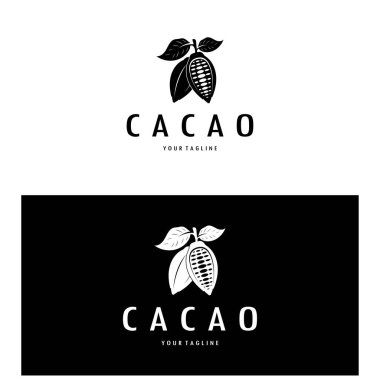 cocoa logo,cocoa bean,cocoa tree,cocoa branches and leaves,chocolate mix on white background,vintage,modern,simple,minimalist icon illustration template design vector