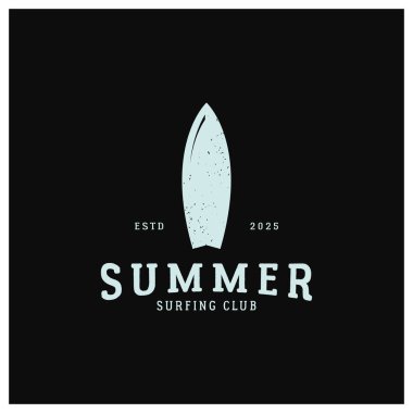 Klasik raket plaj dalgalı sörf logosu, iş, spor, macera, turizm, tatil için