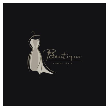 Zarif kadın moda logosu, giysi, butik, konveksiyon, terzi, giysi, iş yeri, giysi, moda tasarımcısı.