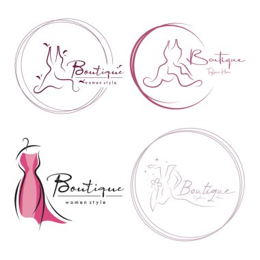 Zarif kadın moda logosu, giysi, butik, konveksiyon, terzi, giysi, iş yeri, giysi, moda tasarımcısı.