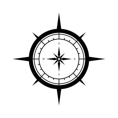 pusula simgesi arkaplanda izole edildi. Modern düz pusula pictogram, iş, pazarlama, internet konsepti. Web sitesi tasarımı veya mobil uygulaması için basit vektör sembolü. Logo illüstrasyonu.