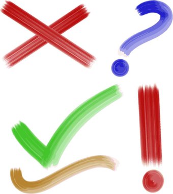 Evet ve soru işareti. farklı renkte işaretler..