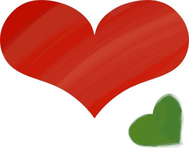 kırmızı ve yeşil aşk kalp rengarenk çizim, kopyalama alanı