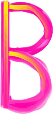 Sanatsal harf B. Alfabenin harfiyle yapılmış, beyaz arkaplanda pembe bir renk.