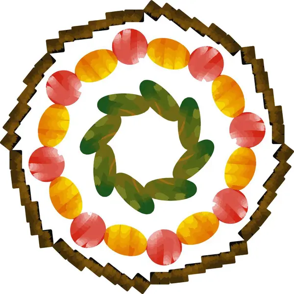 yuvarlak tatlı meyve, renkli vektör çizimi. taze tatlı meyveler. taze organik sağlıklı yiyecekler. Renkli tatlı meyve