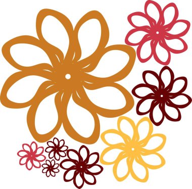 Bir dizi güzel çiçek, vektör illüstrasyonu