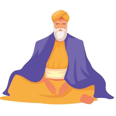 Guru Nanak Jayanti Özel İllüstrasyon (Simgeler, Typography, Face Illustration, Dekorasyon, Frame) Yüksek Kalite (3000 * 3000)