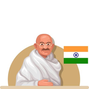 Gandhi Jayanti Özel İllüstrasyon (Simgeler, Typography, Face Illustration, Dekorasyon, Frame) Yüksek Kalite (3000 * 3000)