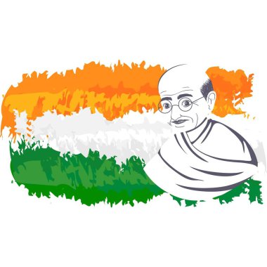 Gandhi Jayanti Özel İllüstrasyon (Simgeler, Typography, Face Illustration, Dekorasyon, Frame) Yüksek Kalite (3000 * 3000)